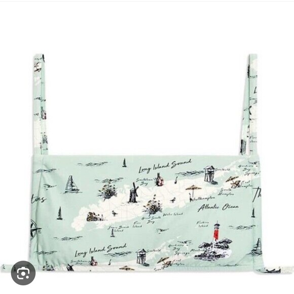 Mint Green Hamptons Map Print Bikini Set - Picture 3 of 12